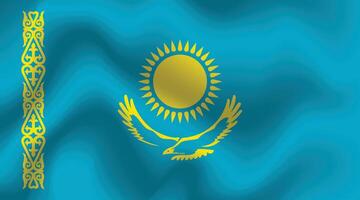 Flat Illustration of Kazakhstan national flag. Kazakhstan flag design. Kazakhstan wave flag. vector