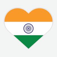 India national flag vector icon design. India flag in Heart design shape. Vector India flag in Heart.