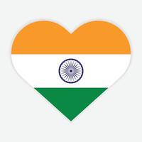 India national flag vector icon design. India flag in Heart design shape. Vector India flag in Heart.