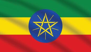 Flat Illustration of Ethiopia national flag. Ethiopia flag design. Ethiopia Wave flag. vector