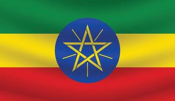 Flat Illustration of Ethiopia national flag. Ethiopia flag design. Ethiopia Wave flag. vector