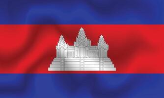 Flat Illustration of the Cambodian flag. Cambodia national flag design. Cambodia wave flag. vector