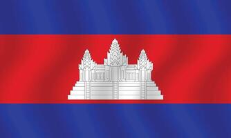 Flat Illustration of the Cambodian flag. Cambodia national flag design. Cambodia wave flag. vector