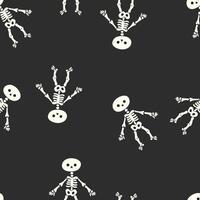 Cute skeletons seamless Halloween background. Template for textile, wallpaper, packaging, cover, web, card, box, print, banner, ceramic vector
