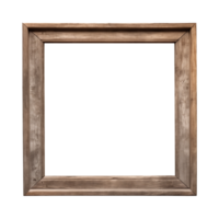 AI generated an old wooden square frame isolated on a transparent background png