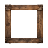 AI generated an old wooden square frame isolated on a transparent background png