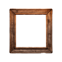 AI generated an old wooden square frame isolated on a transparent background png