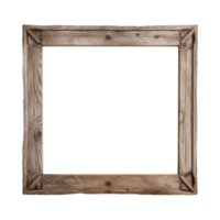 AI generated an old wooden square frame isolated on a transparent background png