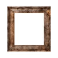 AI generated an old wooden square frame isolated on a transparent background png