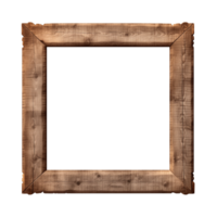 AI generated an old wooden square frame isolated on a transparent background png