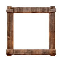 AI generated an old wooden square frame isolated on a transparent background png