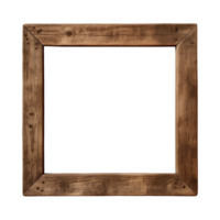 AI generated an old wooden square frame isolated on a transparent background png