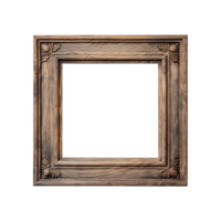 AI generated an old wooden square frame isolated on a transparent background png