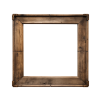 AI generated an old wooden square frame isolated on a transparent background png