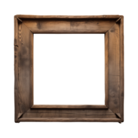 AI generated an old wooden square frame isolated on a transparent background png