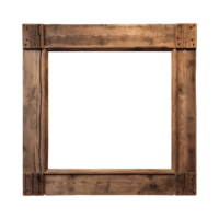 AI generated an old wooden square frame isolated on a transparent background png