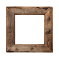 AI generated an old wooden square frame isolated on a transparent background png