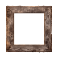 AI generated an old wooden square frame isolated on a transparent background png