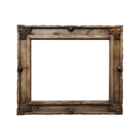 AI generated an old wooden square frame isolated on a transparent background png