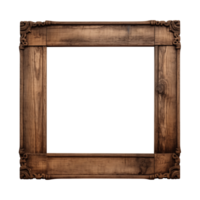 AI generated an old wooden square frame isolated on a transparent background png