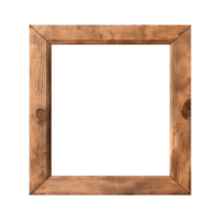 AI generated an old wooden square frame isolated on a transparent background png