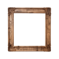 AI generated an old wooden square frame isolated on a transparent background png