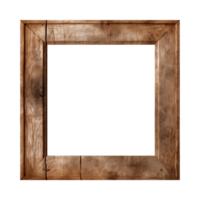 AI generated an old wooden square frame isolated on a transparent background png