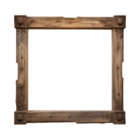 AI generated an old wooden square frame isolated on a transparent background png