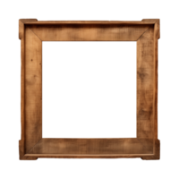 AI generated an old wooden square frame isolated on a transparent background png