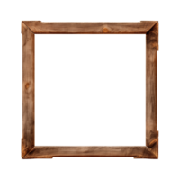 AI generated an old wooden square frame isolated on a transparent background png