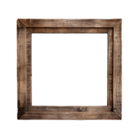 AI generated an old wooden square frame isolated on a transparent background png