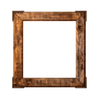 AI generated an old wooden square frame isolated on a transparent background png