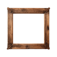 AI generated an old wooden square frame isolated on a transparent background png