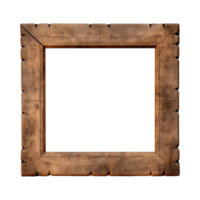 AI generated an old wooden square frame isolated on a transparent background png