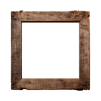 AI generated an old wooden square frame isolated on a transparent background png