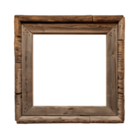 AI generated an old wooden square frame isolated on a transparent background png