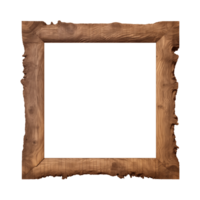 AI generated an old wooden square frame isolated on a transparent background png