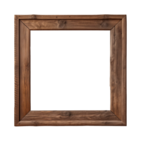 AI generated an old wooden square frame isolated on a transparent background png