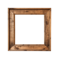 AI generated an old wooden square frame isolated on a transparent background png