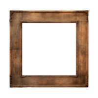 AI generated an old wooden square frame isolated on a transparent background png