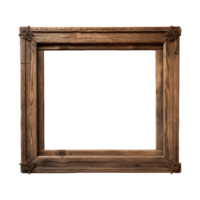 AI generated an old wooden square frame isolated on a transparent background png