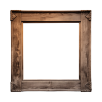 AI generated an old wooden square frame isolated on a transparent background png