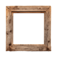 AI generated an old wooden square frame isolated on a transparent background png