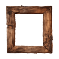 AI generated an old wooden square frame isolated on a transparent background png