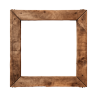 ai generado un antiguo de madera cuadrado marco aislado en un transparente antecedentes png