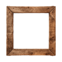 AI generated an old wooden square frame isolated on a transparent background png