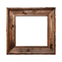 AI generated an old wooden square frame isolated on a transparent background png