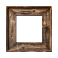 AI generated an old wooden square frame isolated on a transparent background png