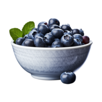 AI generated a bowl of blueberries isolated on a transparent background, PNG