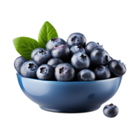 AI generated a bowl of blueberries isolated on a transparent background, PNG